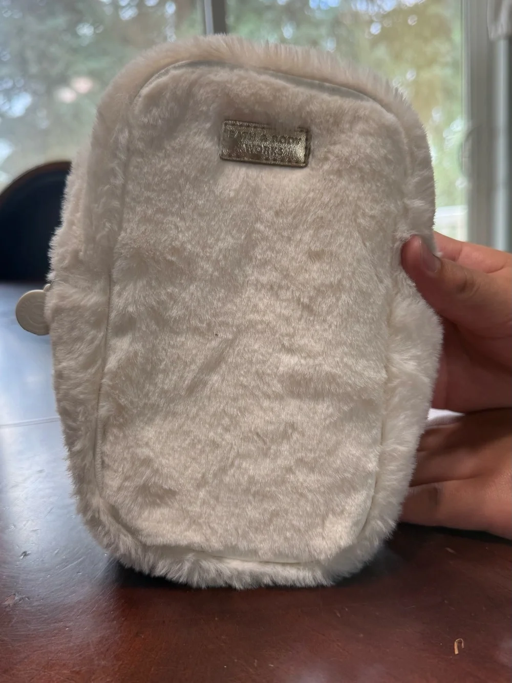 Bath and Body Works Faux Fur Cosmetic Pouch - White
